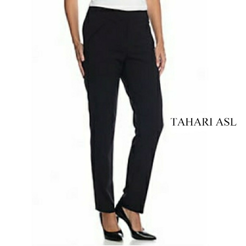 TAHARI ASL CLASSICS BLACK POLYESTER PANTS
